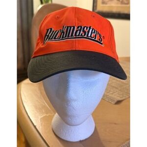 Vintage Buckmasters Blaze Orange Strapback Cap Outdoor‎ Hat hunting outdoor deer